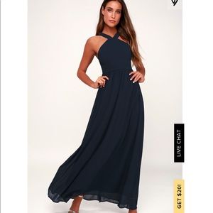 Lulu’s Air of Romance Navy Blue Maxi Dress